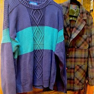 Pendleton Pullover Sweater and Plaid Blazer